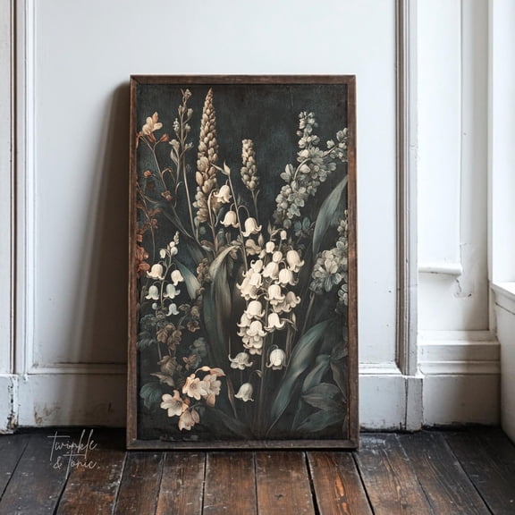 Vintage Lilies Of The Valley Art Print Still Life Dark Academia Poster Moody Rustic Aesthetic Design UNFRAMED Poster, Wall Art for Decor, Present, 8x12