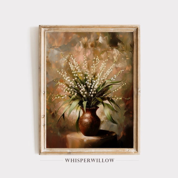 Vintage Lily of the Valley Still Life, Antique Spring and Summer Floral Art, Botanical Wall Decor Poster Decor, Size 8x12 UNFFRAMED F03.1.8l2016