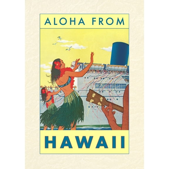 Vintage Lined Notebook Aloha from Hawaii, Hawaiian Girls Greeting Cruise Ship, (Paperback)