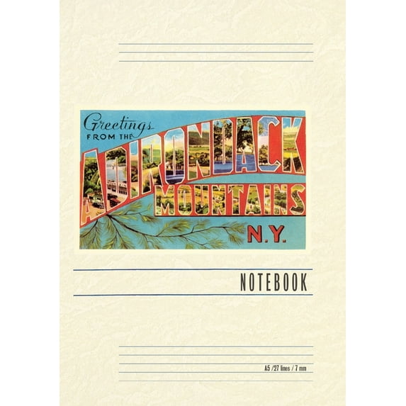 Vintage Lined Notebook Greetings from Adirondack Mountains, New York, (Paperback)