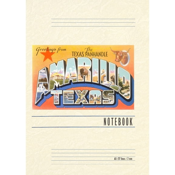 Vintage Lined Notebook Greetings from Amarillo, Texas, (Paperback)