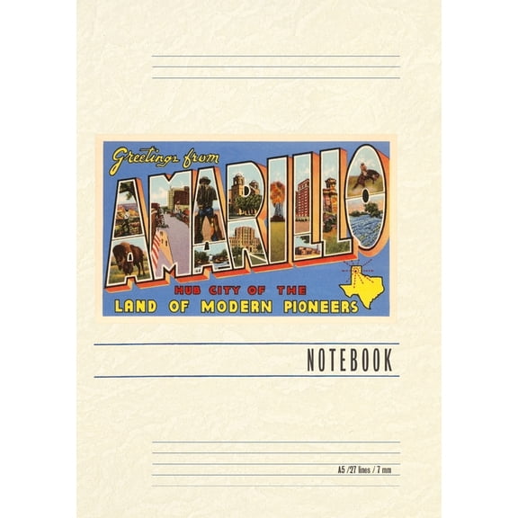Vintage Lined Notebook Greetings from Amarillo, Texas, (Paperback)