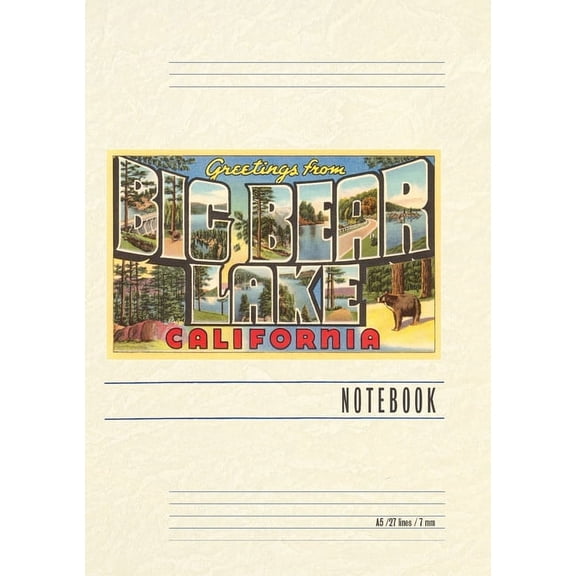 Vintage Lined Notebook Greetings from Big Bear Lake, California (Paperback)