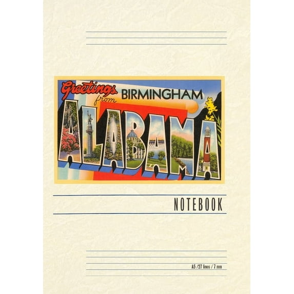 Vintage Lined Notebook Greetings from Birmingham, Alabama (Paperback)
