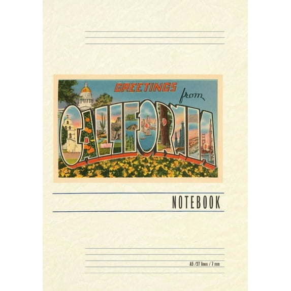 Vintage Lined Notebook Greetings from California (Paperback)