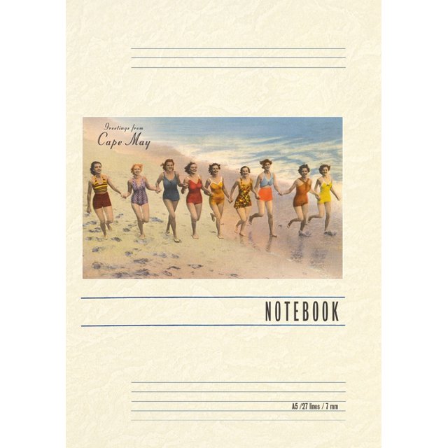 Vintage Lined Notebook Greetings from Cape May, New Jersey, Bathing