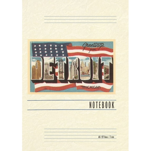 Vintage Lined Notebook Greetings from Detroit, (Paperback)