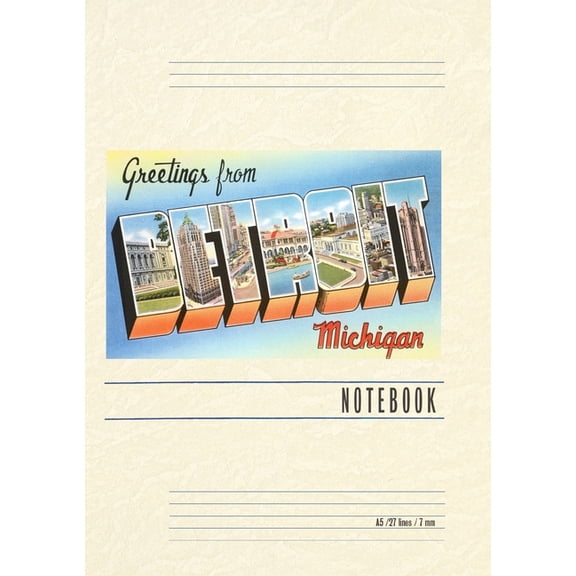 Vintage Lined Notebook Greetings from Detroit, (Paperback)