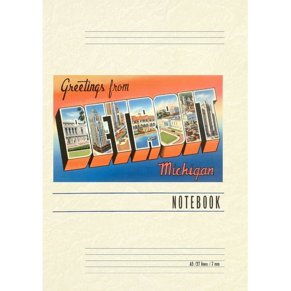 Vintage Lined Notebook Greetings from Detroit, (Paperback)