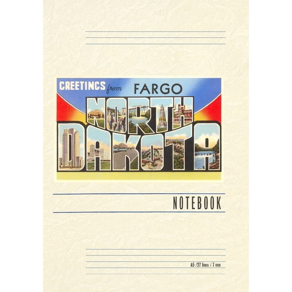 Vintage Lined Notebook Greetings from Fargo, North Dakota, (Paperback)