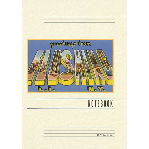 Vintage Lined Notebook Greetings from Flushing, Long Island, New York, (Paperback)