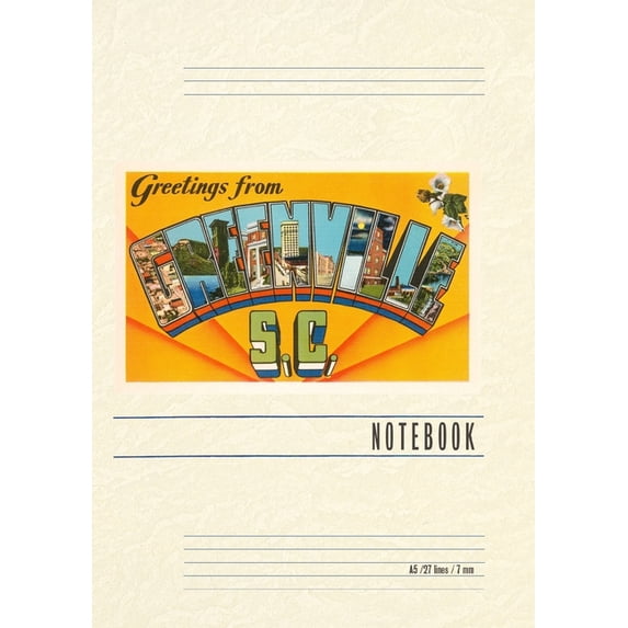 Vintage Lined Notebook Greetings from Greenville, (Paperback)