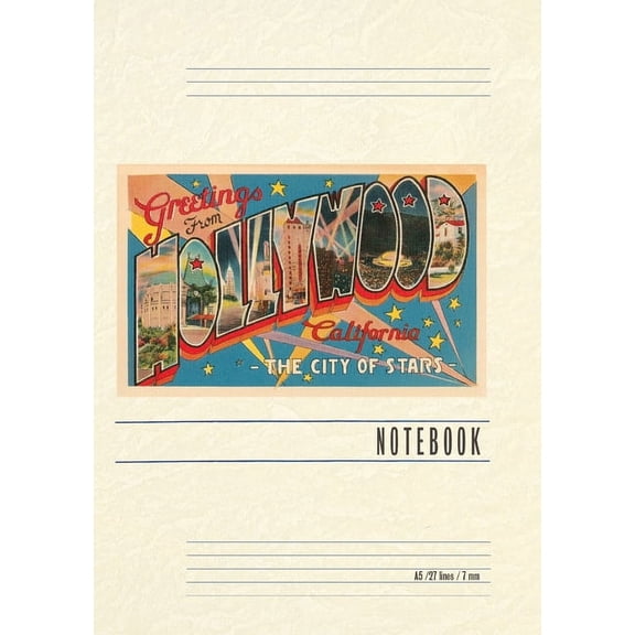 Vintage Lined Notebook Greetings from Hollywood, California (Paperback)
