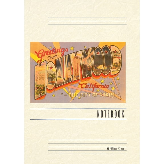 Vintage Lined Notebook Greetings from Hollywood, California, (Paperback)