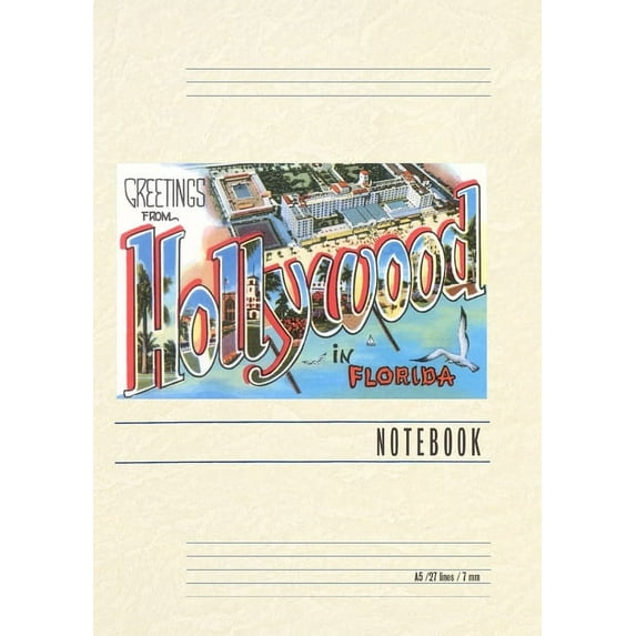 Vintage Lined Notebook Greetings from Hollywood, Florida (Paperback)