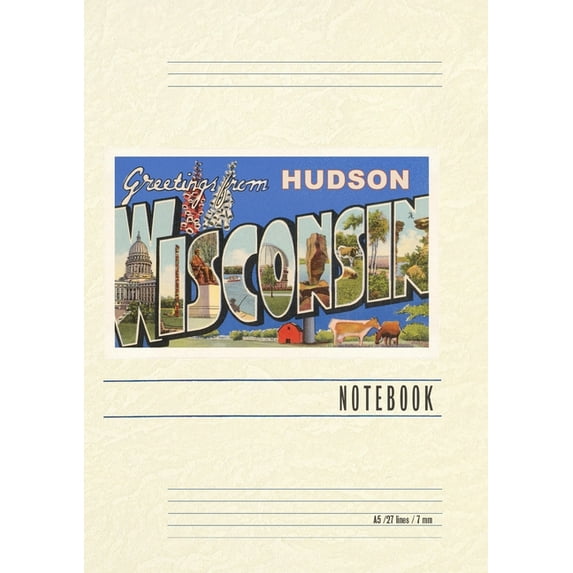 Vintage Lined Notebook Greetings from Hudson, (Paperback)