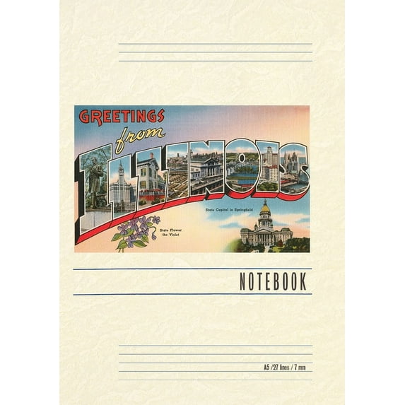 Vintage Lined Notebook Greetings from Illinois (Paperback)