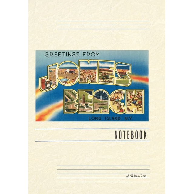 Vintage Lined Notebook Greetings from Jones Beach, Long Island, New