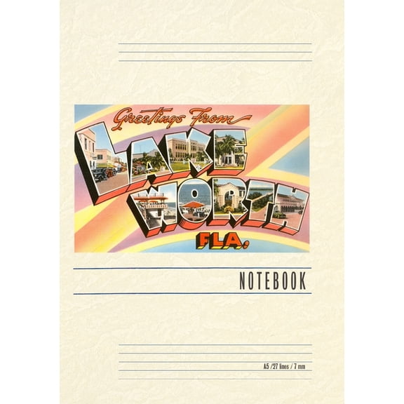 Vintage Lined Notebook Greetings from Lake Worth, Florida (Paperback)