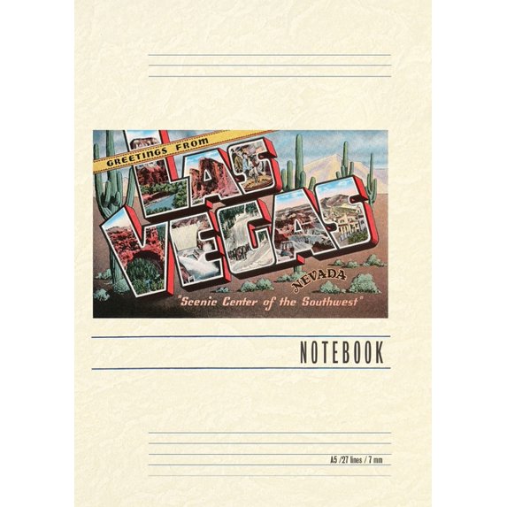 Vintage Lined Notebook Greetings from Las Vegas, Nevada, (Paperback)