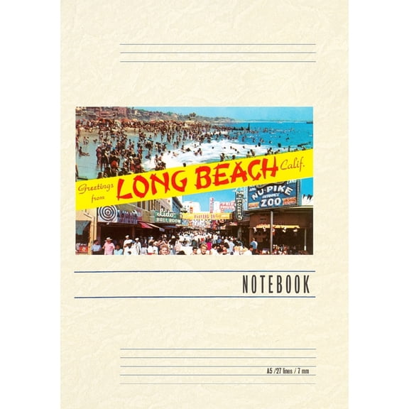 Vintage Lined Notebook Greetings from Long Beach, California, (Paperback)