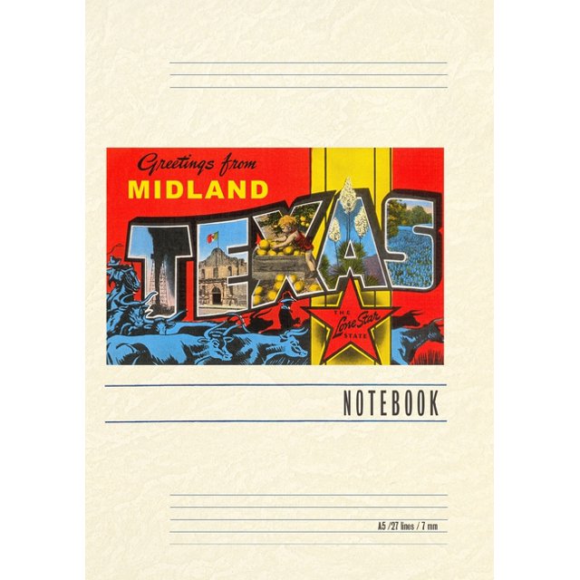Vintage Lined Notebook Greetings from Midland, Texas, (Paperback