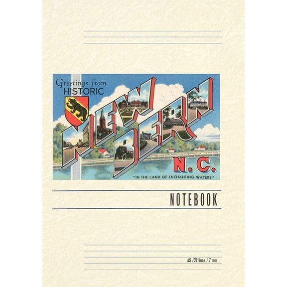Vintage Lined Notebook Greetings from New Bern, (Paperback)