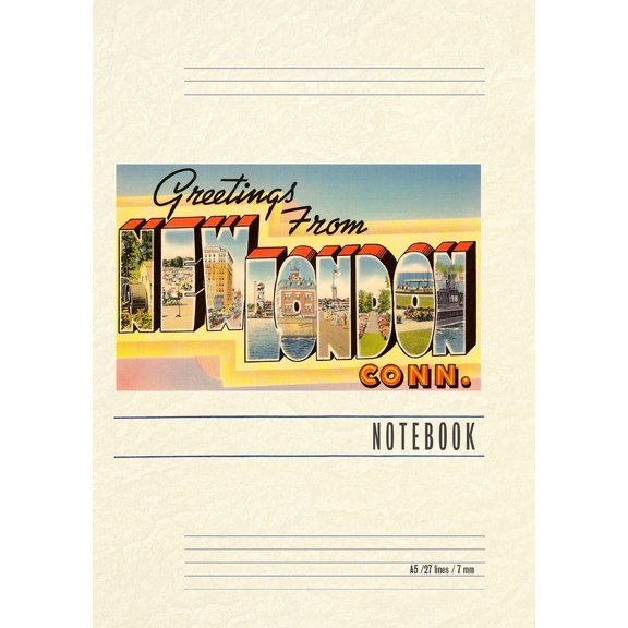Vintage Lined Notebook Greetings from New London (Paperback)