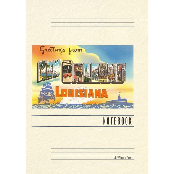 Vintage Lined Notebook Greetings from New Orleans, (Paperback)