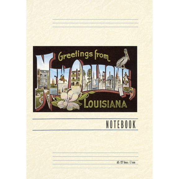 Vintage Lined Notebook Greetings from New Orleans, (Paperback)