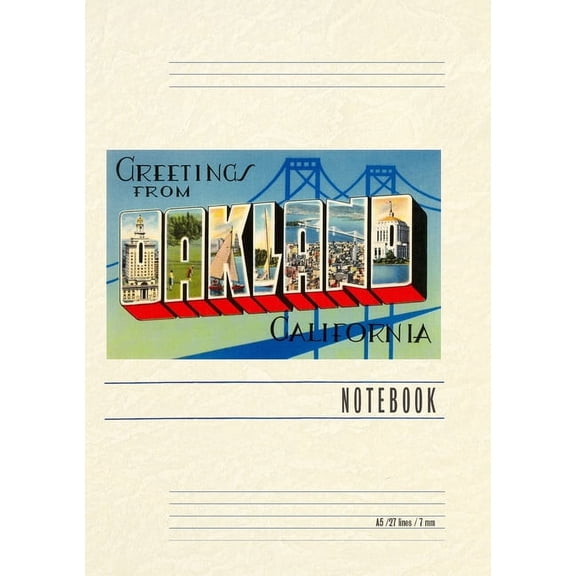 Vintage Lined Notebook Greetings from Oakland, California (Paperback)
