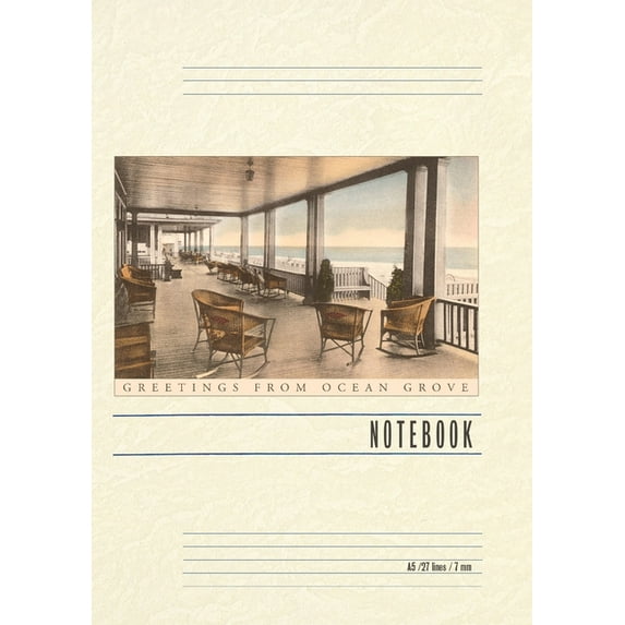 Vintage Lined Notebook Greetings from Ocean Grove, New Jersey, Veranda, (Paperback)