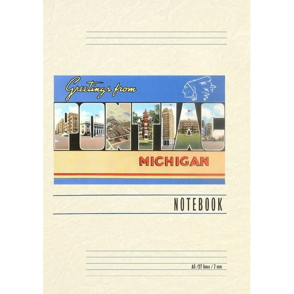 Vintage Lined Notebook Greetings from Pontiac, (Paperback)
