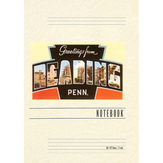Vintage Lined Notebook Greetings from Reading, Pennsylvania, (Paperback)
