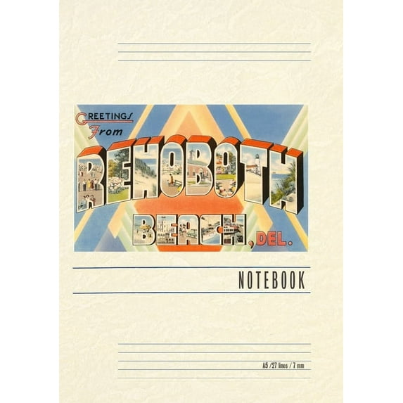 Vintage Lined Notebook Greetings from Rehoboth Beach (Paperback)