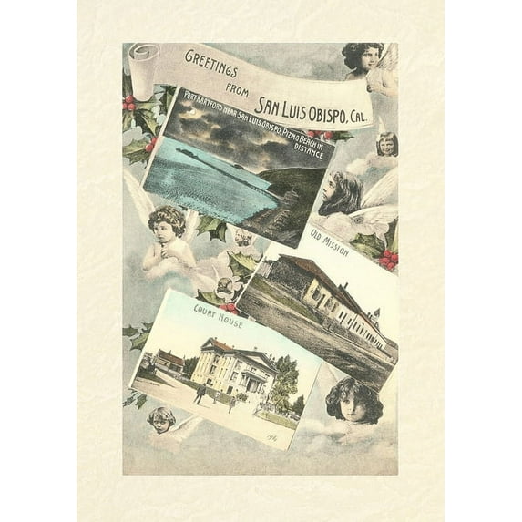Vintage Lined Notebook Greetings from San Luis Obispo with Angels and Photos (Paperback)