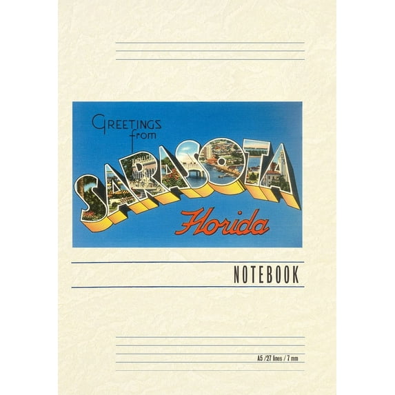 Vintage Lined Notebook Greetings from Sarasota, Florida (Paperback)