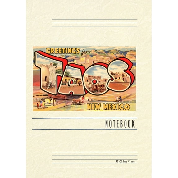 Vintage Lined Notebook Greetings from Taos, New Mexico, (Paperback)