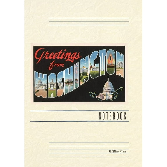 Vintage Lined Notebook Greetings from Washington, DC (Paperback)