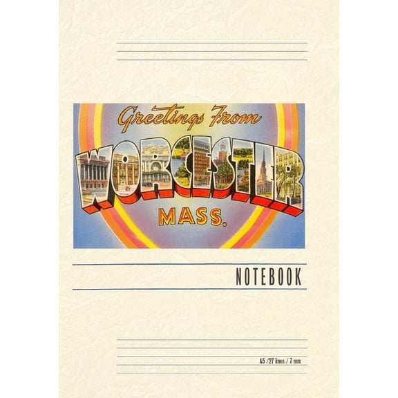 Vintage Lined Notebook Greetings from Worcester, Mass., (Paperback)