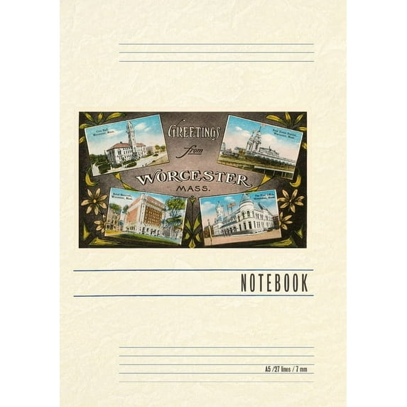 Vintage Lined Notebook Greetings from Worcester, Mass., (Paperback)