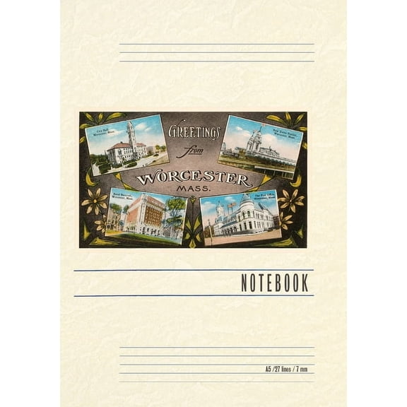 Vintage Lined Notebook Greetings from Worcester, Mass., (Paperback)