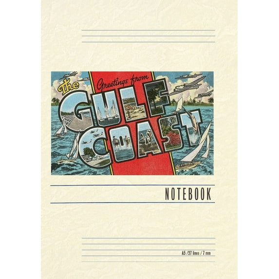 Vintage Lined Notebook Greetings from the Gulf Coast (Paperback)