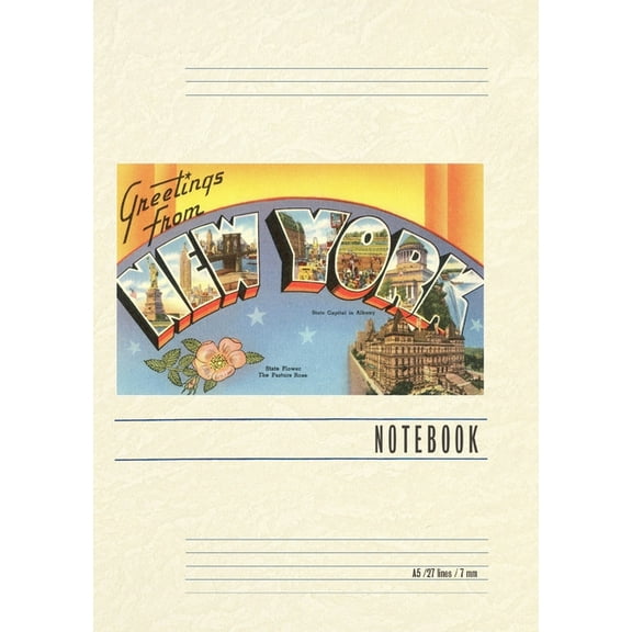 Vintage Lined Notebook Large Letter Greetings from New York, (Paperback)