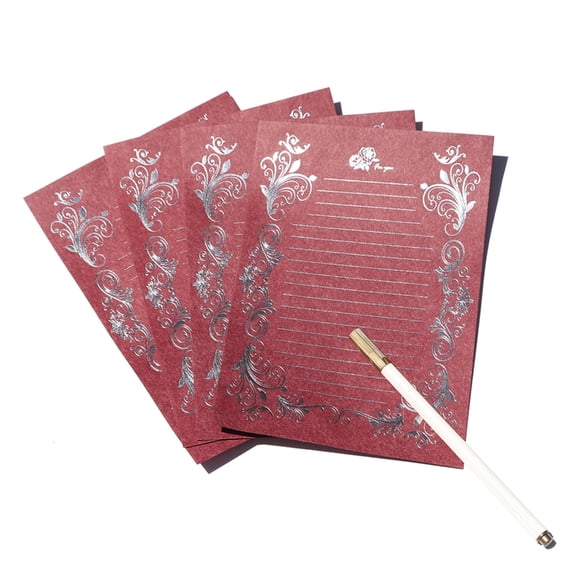 Vintage Lined Paper with Antique Border-Design,Aged Writting Paper Stationery for Writing Letter,Invitations,Love Letter