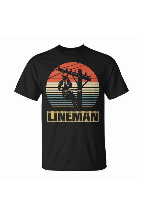 Vintage Lineman Graphic Cotton Tee for Adults – Unisex T-Shirt for Linemen Who Love Their Trade, Retro Style Casual Comfortable Wear, Size XL, Color Black