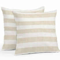 Vintage Linen Outdoor Pillow Covers Pack of 2 Striped Beige Theme Farmhouse Waterproof Throw Pillow Covers Decorative Cushion Cases for Patio Garden Tent Balcony Couch 20x20 inch
