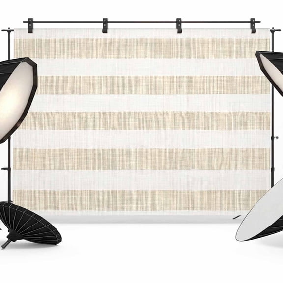 Vintage Linen Photography Backdrop 10x8FT, Striped Beige Theme Farmhouse Photo Backdrops, Background for Photography Studio Photo Studio Background, Back Drop for Photoshoot