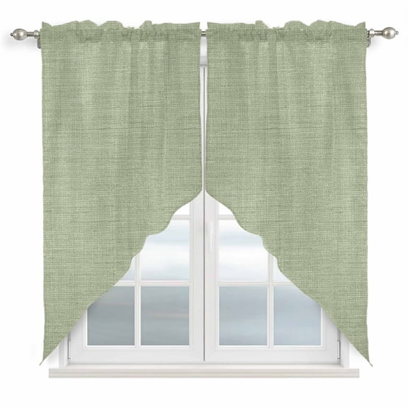 Vintage Linen Swag Valances for Windows 2 Pack Pastoral Sage Green Linen Texture Farmhouse Swag Kitchen Curtains 36 Inches Long Rod Pocket Short Window Treatment for Kitchen Bathroom 28"x36"