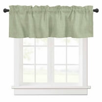 Vintage Linen Valances for Windows Pastoral Sage Green Linen Texture Farmhouse Rod Pocket Curtain Valance Window Treatment Short Curtains for Kitchen Living Room, 60"x18"